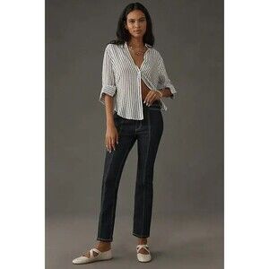 MAEVE Anthropologie Downtown Date High-Rise Straight-Leg Jeans 27 Blue Dark Wash